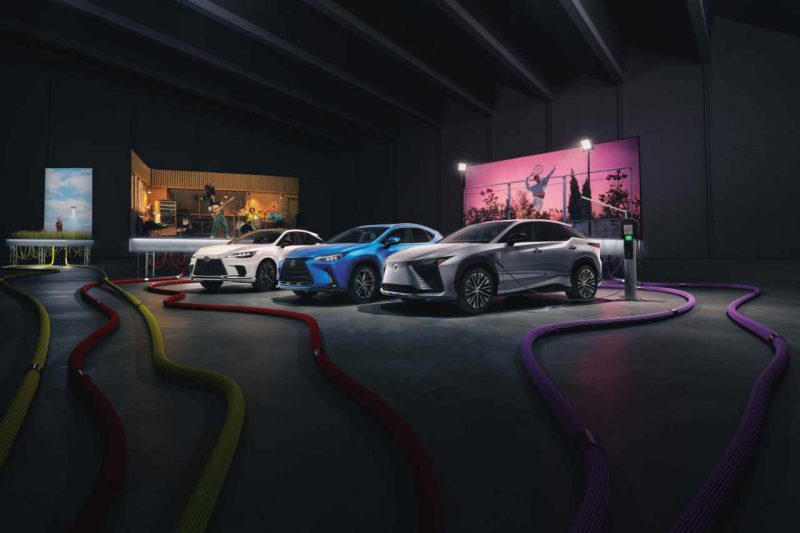 The current lineup of Lexus electric and hybrid vehicles.