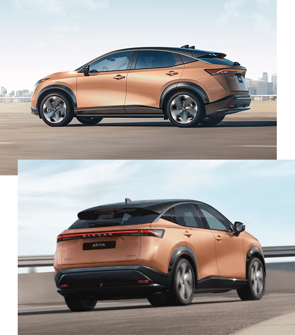 Exterior shots of the Nissan Ariya